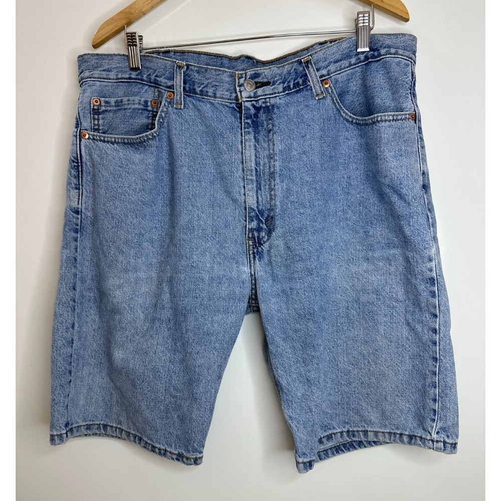 Levis 505 Regular Fit Denim Jorts Mens 38 Light Wash Blue Cotton Jean Shorts - Picture 13 of 13